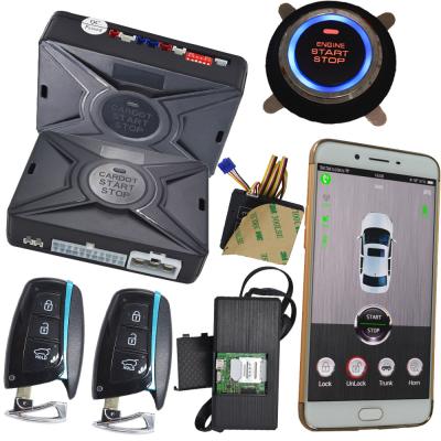 China GPS GSM Smartphone Remote Car Starter Auto Central Lock Push Button Start 2 Way Car Alarm for sale