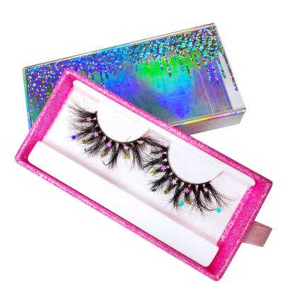 China Natural Feeling Mink Splashes Lashes With Festival Dramatic Dance Party Used Fancy Star 5d 6d Eyelashes Faux Mink Fluorescent Eyelash for sale