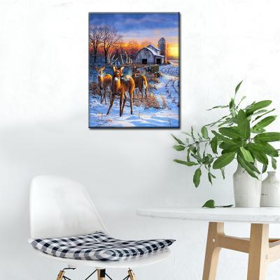 China DIY 5D Diamond Painting 30*40cm Impressionist Snow Elks Art Diamond Painting Picture for sale