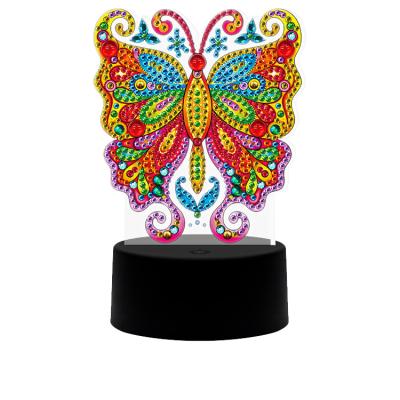 China The butterfly made professional Diamond Painting Kits Led Light of abstract pearl Crystal Handmade Paints Lamp for sale