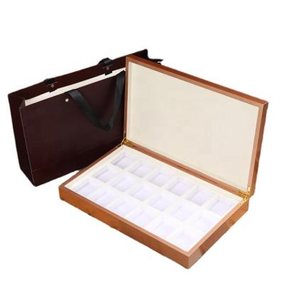 China Chinese style lacquer wooden small tea box, hit color and light spray lacquer tea box in stock, essential oil backless set gift box for sale