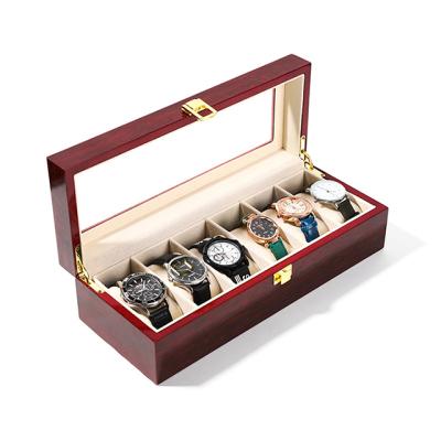 China Simple Chinese Style Locker Dresser Home Watch Ornaments Red Light Watch Box 6 Digit Spray Paint Watch Display Gift Box for sale