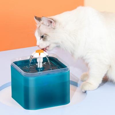 China Automatic Small Dog Bowl Flower Pet Cat Water Fountain Indoors 2l Premium Portable Pet With Led Light Automatic Feeding Water Drinking for sale