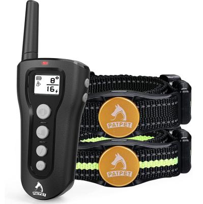 China PATPET 3 Training Modes Sustainable Beep Vibration & Shock 2 Dog Training Collars With Remote Up To 1000Ft Remote Range For 2 Dogs for sale