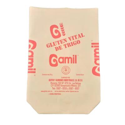 China PP Woven Fabric Brown Biodegradable Sewn Paper Bags Bottom PP Kraft Lamination Kraft Paper Bags For Fish Charcoal Compost Packaging for sale