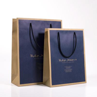 China Biodegradable Brand Printing Laminated Paper Shopping Bag With Ribbon Handle for sale