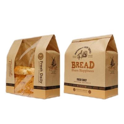 China Food Grade Recyclable Custom Printed Eco Friendly Toast Bread Toast Paper Bag With Window for sale