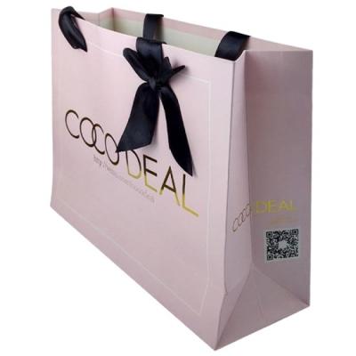 China Luxury Custom Recyclable Clean Logo Printed Jewelry Wedding Gift Packaging Bag Retail Clothing Shopping for sale