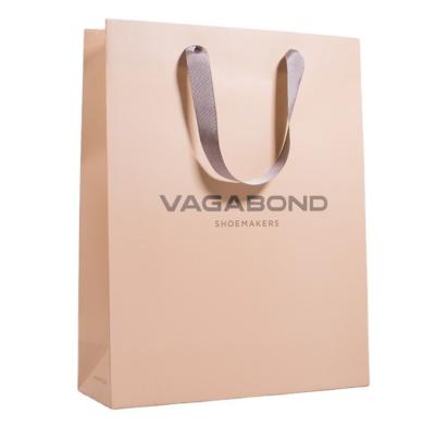 China Wholesale Recyclable Cheap Custom Design White Paper Shopping Cardboard Classic Gift Apparel Bag With Ribbon Handle for sale