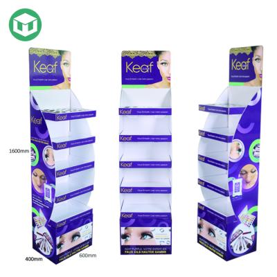 China Cardboard Cardboard Material Custom Design Five Shelves Eyelash Rack Display For Retail for sale