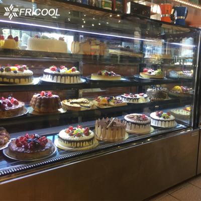 China Refrigerated Single-Temperature Glass Door Cake Display Case for Bakery Shop with CE/ETL for sale