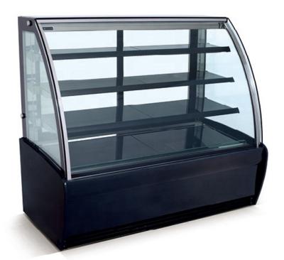 China Grounded Refrigerated Ground Curved Glass Bakery Display Case For Bakery Shops for sale