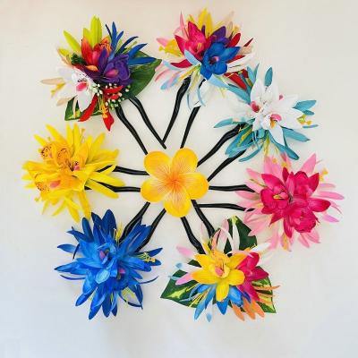 China Cloth+Foam Spider Lily Orchid Hair Pick Foam Flower Hair Accessories Artificial Island Tiara Frangipani Hibiscus Hibiscus Ear Accessories for sale