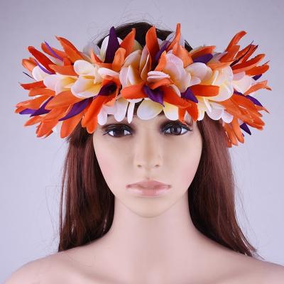 China Hawaiian Hibiscus Frangipani Tiara Hawaiian Ear Accessories Hair Clip Frangipani Artificial Island Flower Sky Bird Sky Cloth Head Band for sale