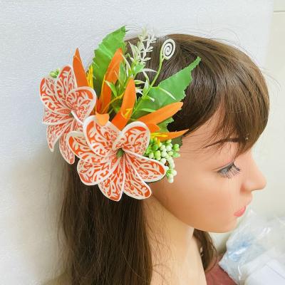 China Fashion Foam Flower Hair Clips Plumeria Island Frangipani Tiara Hibiscus Hairpin Comb Headband Tropical Artificial Dance Party Accessories for sale