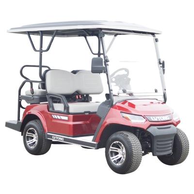 China High Tensile Steel Welded + PP Engineering Plastics 4 Seaters Electric Golf Cart With Back Seats for sale