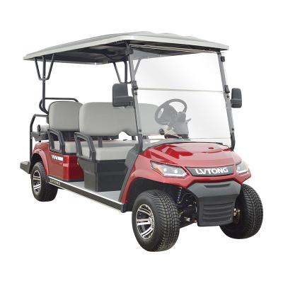 China High Tensile Steel Welded + PP Engineering Plastics 6 Seaters Electric Golf Cart With Folded Back Seat for sale