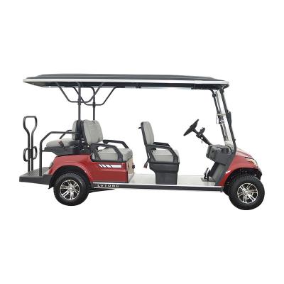 China High Tensile Steel Welded + PP Engineering Plastics 6 Seaters Electric Golf Car With Rear Seats for sale