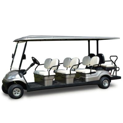 China High Tensile Steel Welded + PP Engineering Plastics 8 Seaters Electric Golf Cart With Foldable Rear Seats for sale