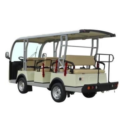 China Welded High Tensile Steel + PP Engineering Plastics CE Approved 11 Seaters 48V AC System Electric Sightseeing Bus Car Without Doors (S8+3.C) for sale