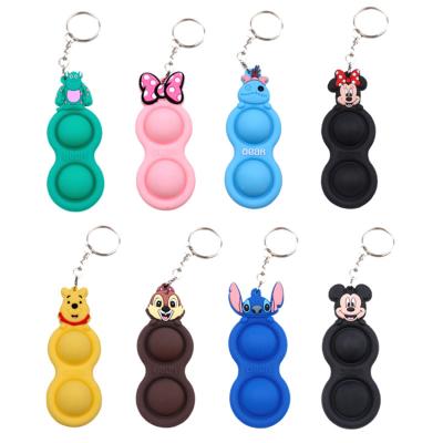 China Disney Cartoon Pop Swirl Toy Silicone With Keychain Cartoon Design Colorful Bubble Snap Swirl Person Choice Toy for sale