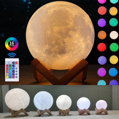 China Touch To Change Amazon 3D Printing Light Hot Selling Moon Light Led Moon Lamp Table Lamp 15cm 16 Color Touch Dimmable Remote Control Switch for sale