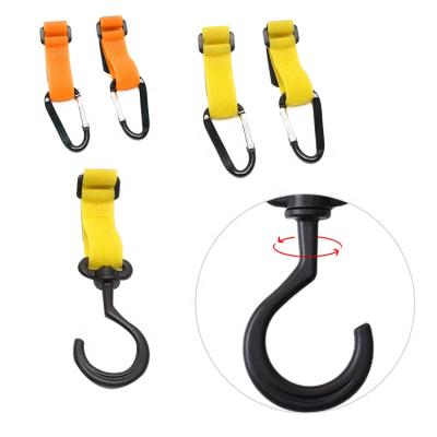 China Metal/Plastic Buckle +nylon Strap Spot Baby Stroller Hook Clips Universal Pram Stroller Hook Props Metal Convenient Hanger Hook for sale