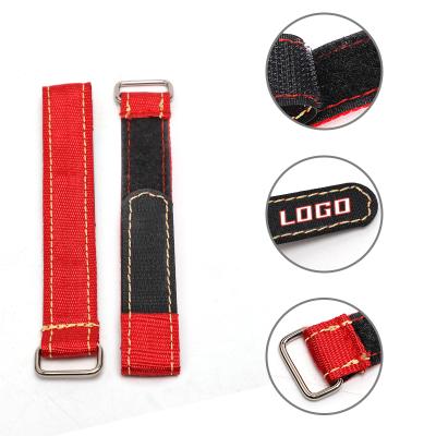 China Viable Custom Nylon Adjustable Hook And Loop Straps With Mental Loop Non-Slip Hook & Loop Cable Tie With Printed Logo for sale