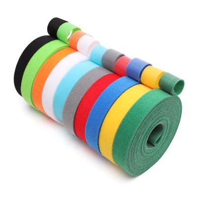 China 1cm Viable Color Heavy Duty Self Adhesive Reusable Strap Back To Roll Back Hook And Loop Tie For Wire for sale