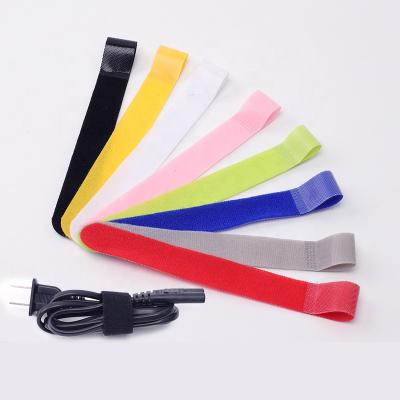 China Durable Adjustable Colorful P Shape 20mm Back To Back Nylon Hook And Loop Strap Cable Tie Fastener for sale