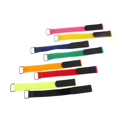 China Sustainable reusable hook and loop fastener cable tie wraps with metal buckle, adjustable hook and loop straps for sale