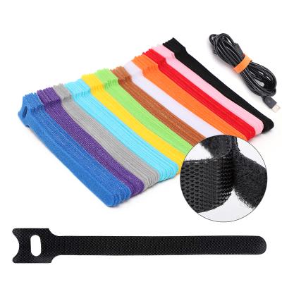 China Reusable Cable Tie 12*150MM Hook Buckle Carry Self Gripping Cinch Straps Double Side Flexible Colorful Nylon for sale