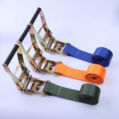 China Wholesale Polyester 2 Inch Lashing Strap Cargo Bandage Belt Tightening Ratchet Tie Down Strap for sale