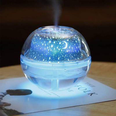 China Large Capacity Hotel Crystal Night Light V Epsilon Mini Cool Mist Ultrasonic Projection and Desktop Air Humidifier 500ml Usb Aroma Diffuser for sale