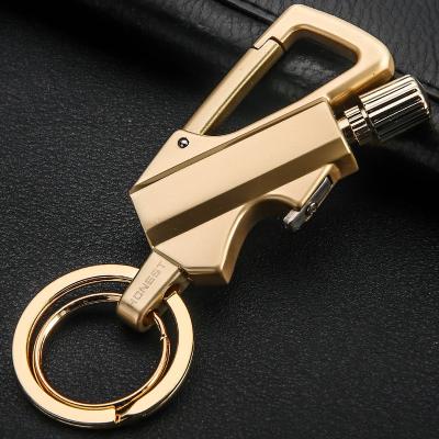 China Mini Refillable Bottle Opener Metal Gas Epsilon Match Match Oil Permanent Igniter Holder Multi Function Key Chain With Igniter for sale