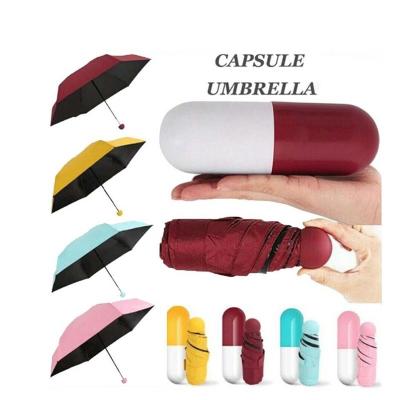 China Mini Capsule Shaped Three Design Folding Capsule Umbrella Yellow Minimalist Paraplui Payung Sombrillas Paraguas With Logo Prints Capsule for sale