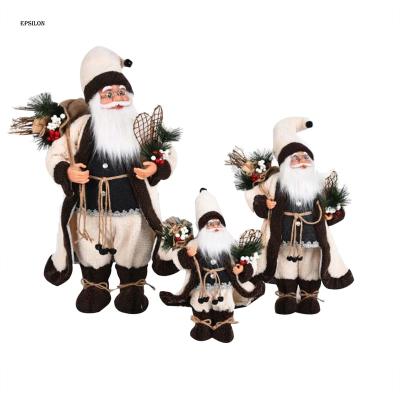 China Christamas Decoration Epsilon Ready To Ship Christmas Decoration Hot Selling European Style Plush Holding Santa Claus Doll Fabric Santa for sale