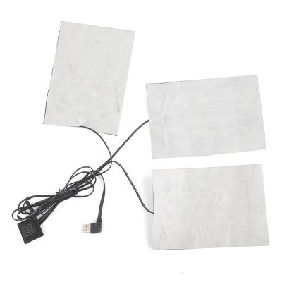 China New Widely Used 3 Level Temperature Control USB Electric Heating Pads For Jacket/Clothes/Coat/Pants Maker for sale