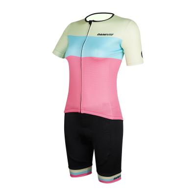 China Breathable Low Level Women Cycling Wear Set Bicycle Jersey And Bib Abbreviations Outdoor Cycling Clothing Suit for sale