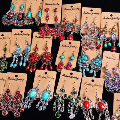 China August TRENDY Jewelry Mixed Retro Earrings Wholesale Bohemian Feminine Exaggerated Ethnic Earrings Long Loose Earrings for sale