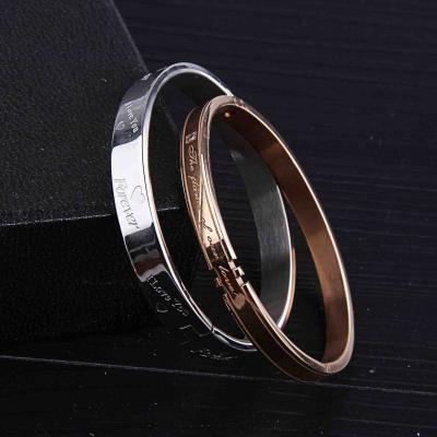 China FASHIONABLE Jewelry Wholesale Titanium August Stainless Steel Couples Bracelet Rose Gold Men's Bracelet for sale