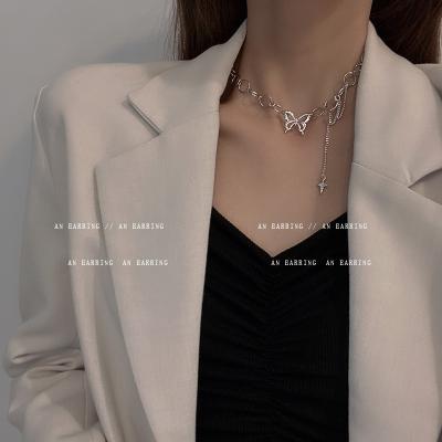 China High August Jewelry Alloy Ins Shiny Polished Bow Six Star Design Temperament Fashion Clavicle Luxury Color-preservation Necklace for sale