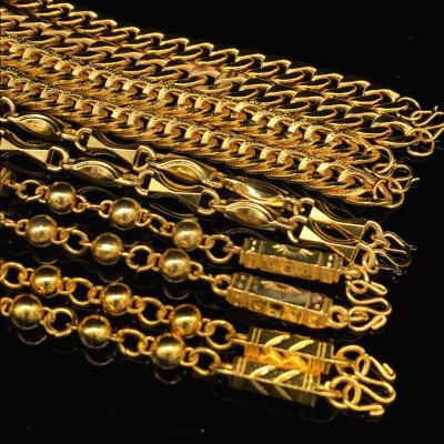 China Wholesale Copper Men's Gold Plated Jewelry Necklace Fashionable August Thailand Sand Gold Necklace Simulation Gold Plated Jewelry for sale