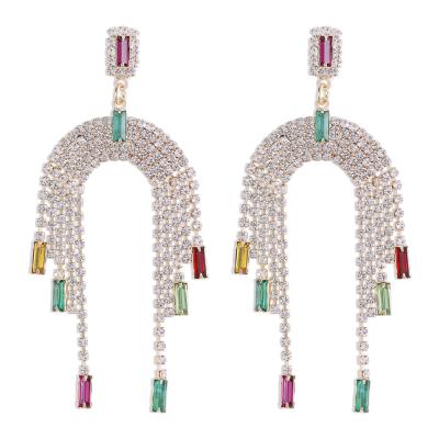 China Baroque Jewelry August Diamond Green Alloy Tassel Casual Geometric Stud Earrings Baroque Earring for sale