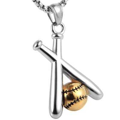 China CLASSIC Baseball Sports Stainless Steel Cross Pendant Necklace Sports Baseball Hip Hop Pendant Necklaces Sports Hip Hop Jewelry Gift for sale