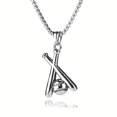 China Casual/Sporty Fashionable Sport Baseball Bat Pendant Necklace Stainless Steel Waterproof Jewelry Party Holiday Gift For Men And Women for sale