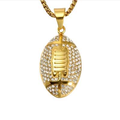 China Casual/Sporty Fashion Football American Soccer Gold-Plated Pendant Stainless Steel Pendant Necklace, Jewelry Accessories For Men And Women for sale