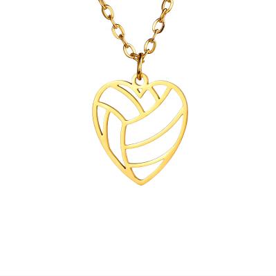 China CLASSIC Fashion Women Volleyball Pendant Sports Accessories Men Women Volleyball Stainless Steel Pendant Necklace Collarbone Chain for sale