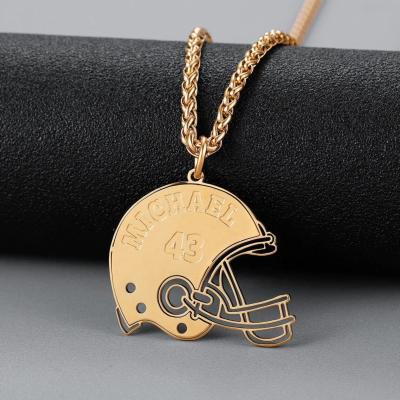 China CLASSIC Fashion Minimalist Rugby Football Helmet Necklace Stainless Steel Necklace Sports Fan Player Gifts for Boys for sale