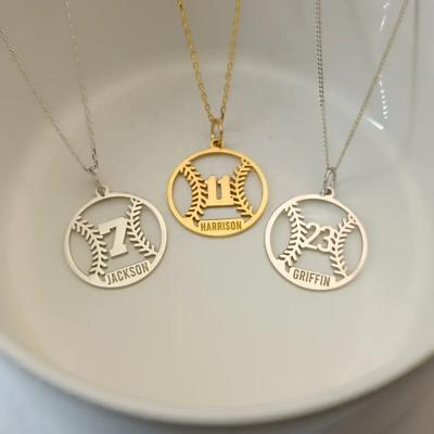 China CLASSIC Fashion Ball Necklace Stainless Steel Cut Name Basketball Pendant Necklace Mens Gifts Custom Name Sport Necklace for sale